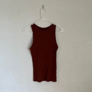 Burnt Orange Simple Soft Ribbed Tank Top
